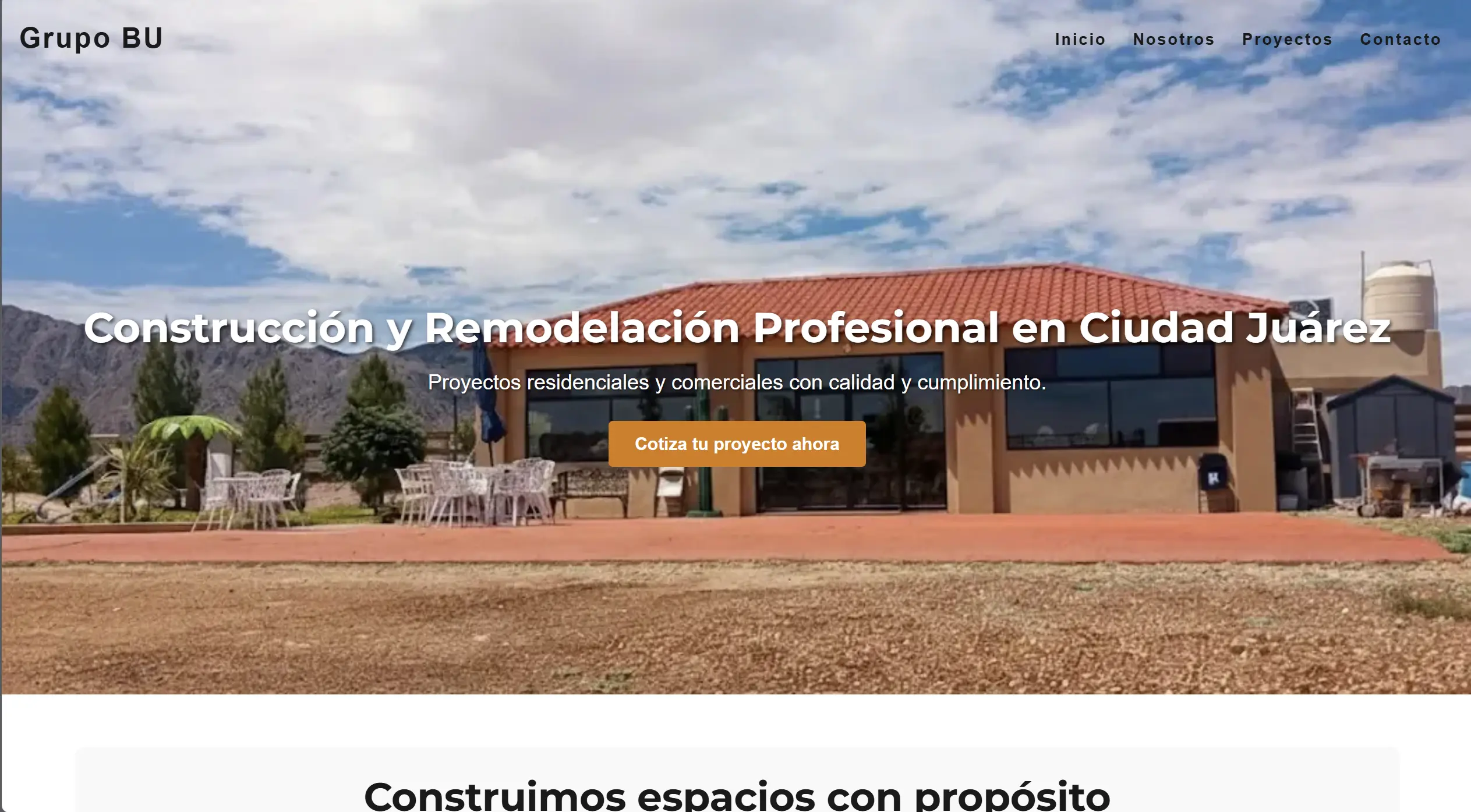 Sitio web de Grupo BU - Construcción y remodelación en Cd. Juárez